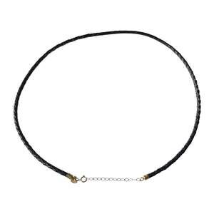 MILOR 14K Clasp Genuine Black Leather Necklace - 17" Vintage - Italy